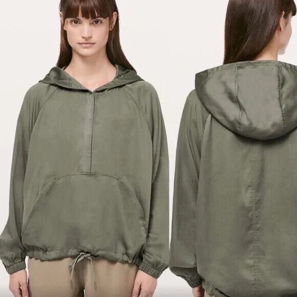 Lululemon Athletica City Stroll Hoodie Green Tencel Pullover Jacket 10 - Picture 1 of 6